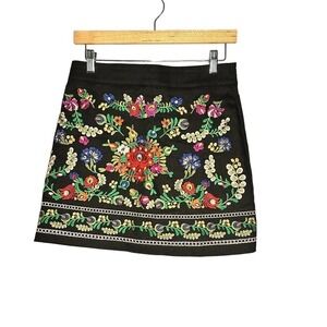 Emory Park Black Embroidered Mini Skirt Size Medium